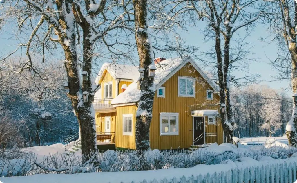 winter snow covered home