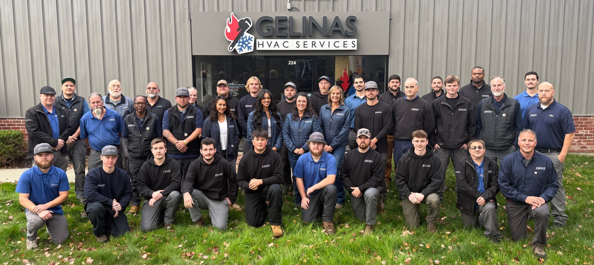 Gelinas HVAC Services' team outside of Scarborough, ME, office.