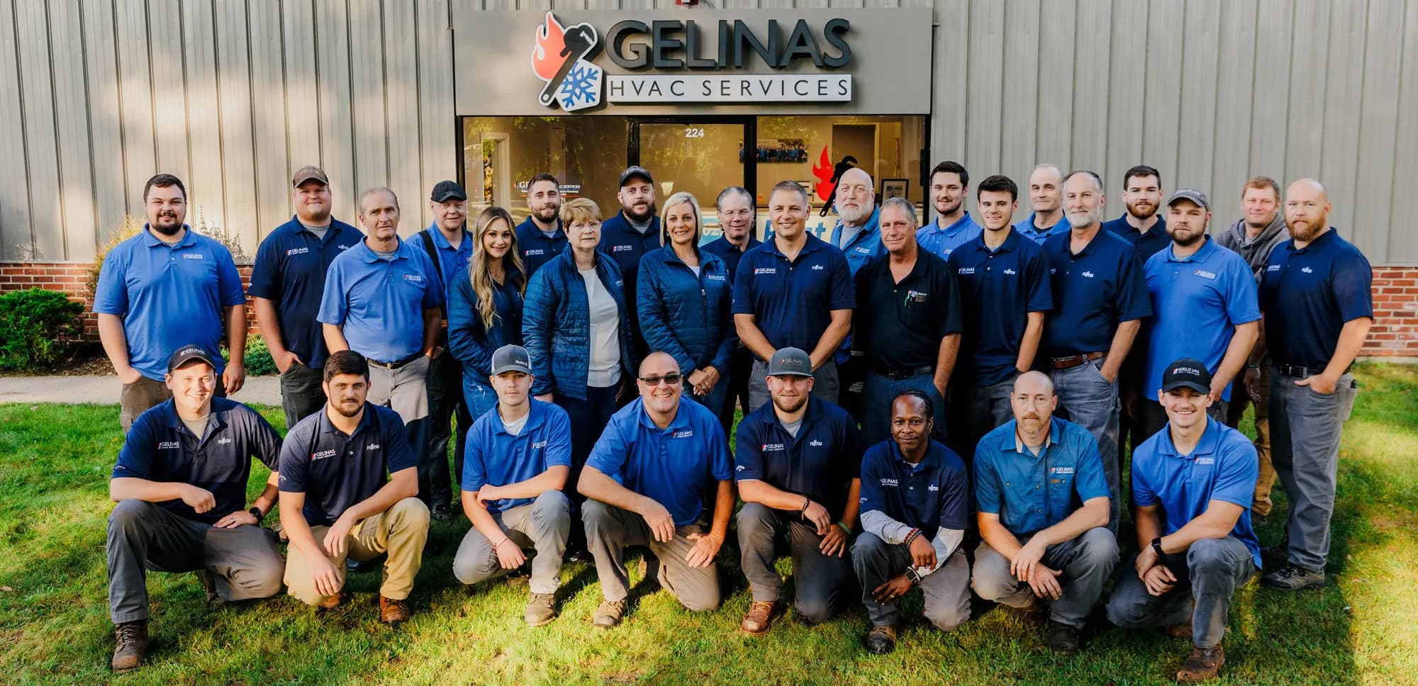 Gelinas HVAC Services' team outside of Scarborough, ME, office.